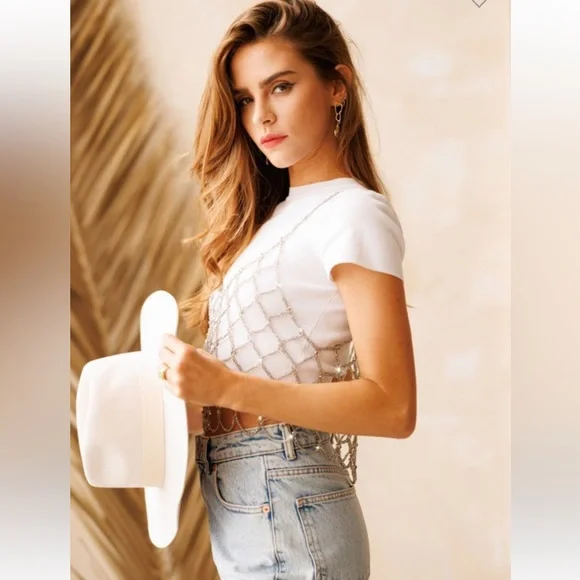 Finishing Touch! Crystal Beaded Net Cover Up Top - Picture 7 of 9